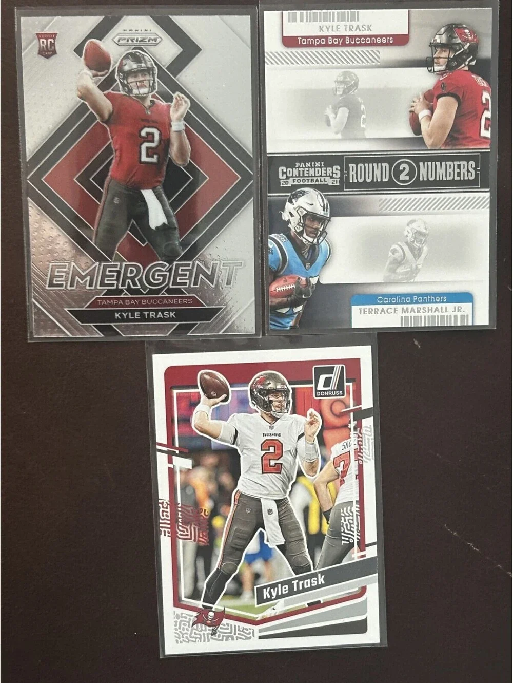 NFL QB KYLE TRASK NM PANINI PRIZM EMERGENT & CONTENDERS ROUND #’S RC +3 CARD LOT